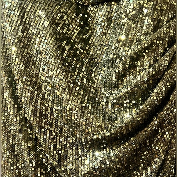IEENA for Mac Duggal Green Sequined Faux Wrap asymmetrical Hem - Picture 10 of 14